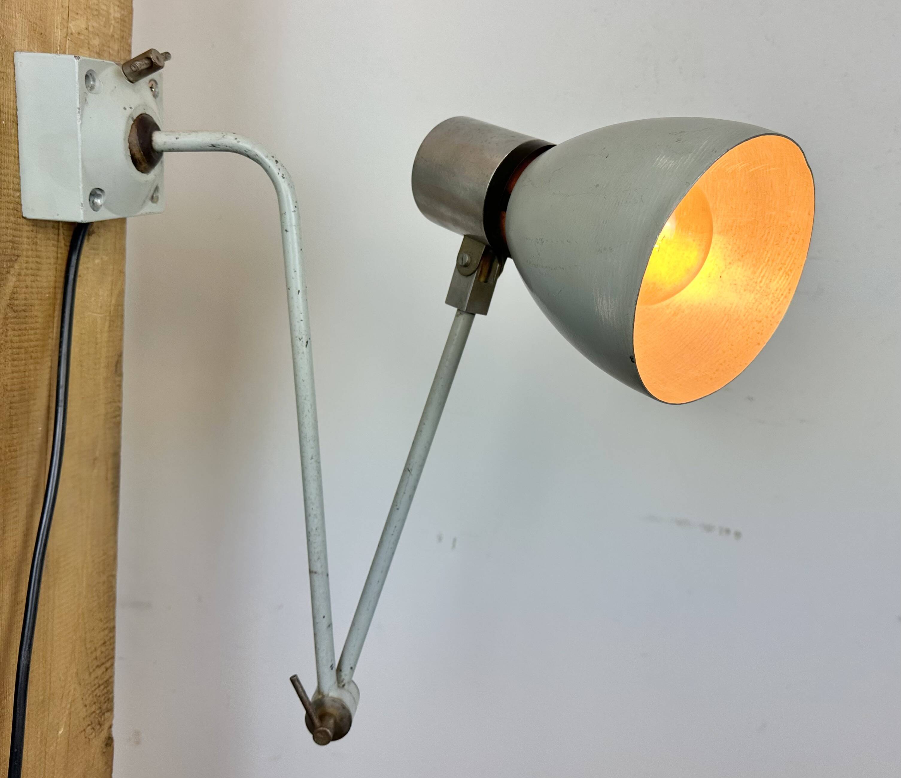 Grey Industrial Wall Lamp from Elektrosvit, 1970s