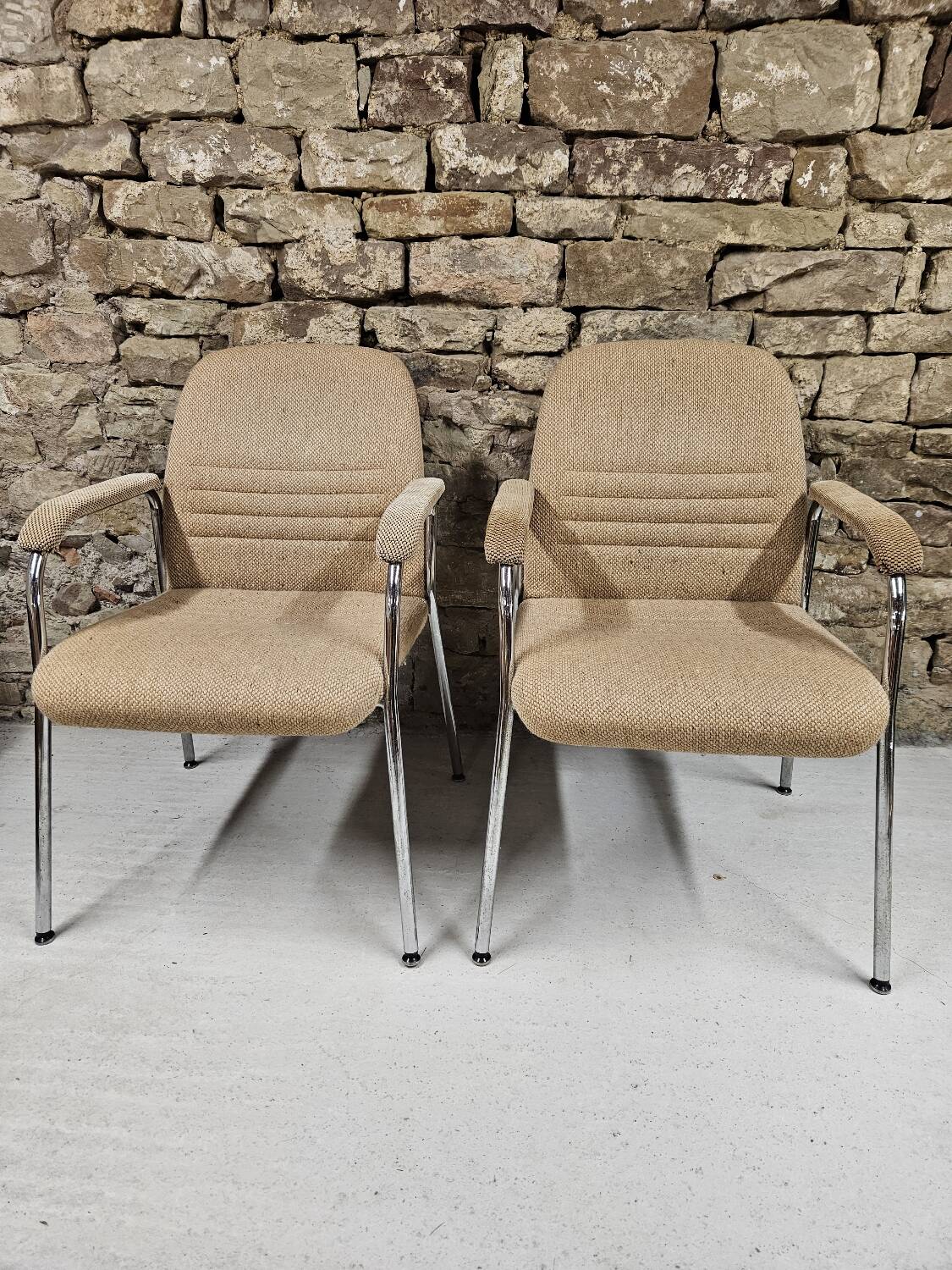 Pair of vintage 1970s Sedus bouclette wool armchairs