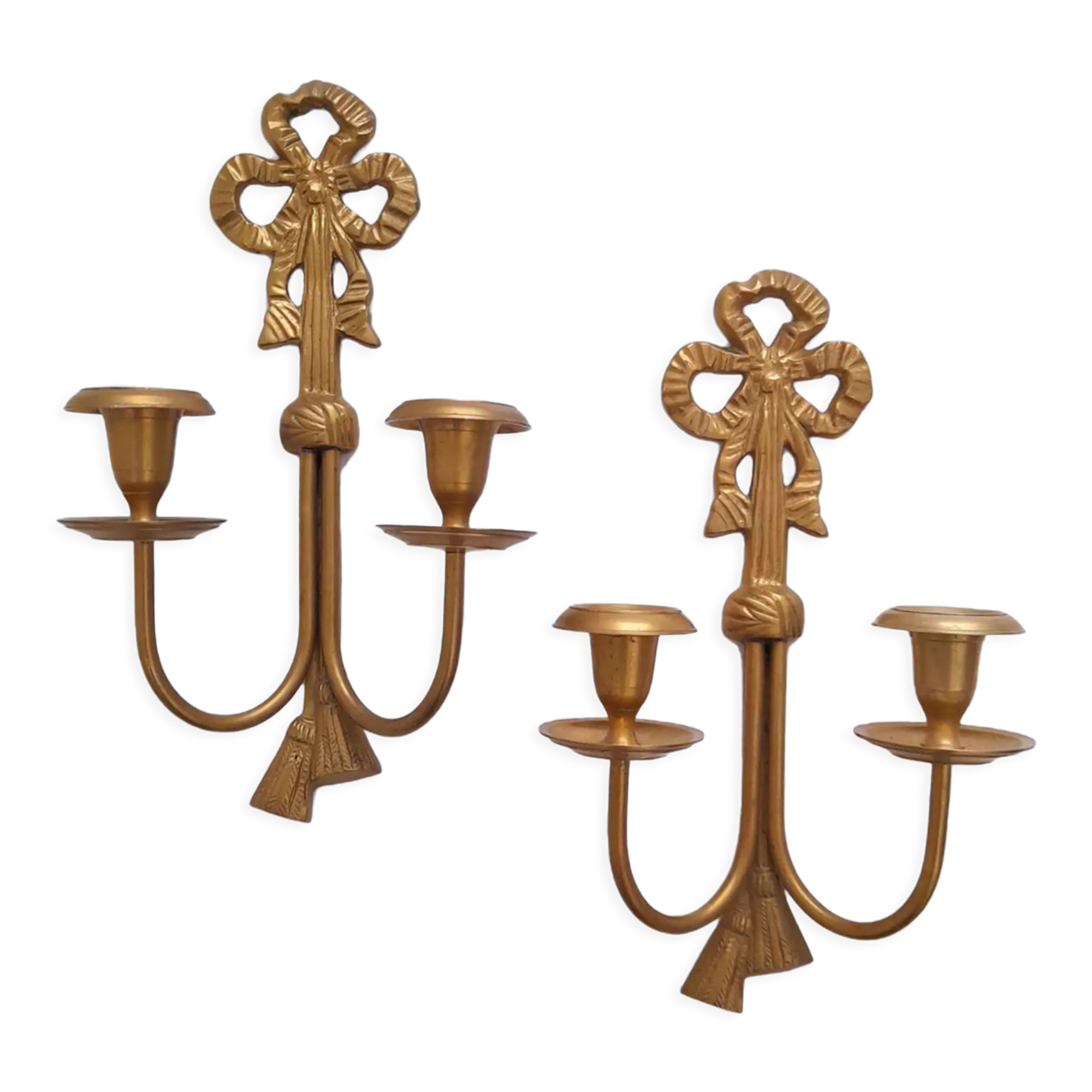 Set of 2 brass wall lamps