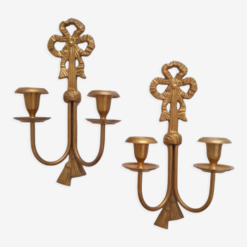 Set of 2 brass wall lamps