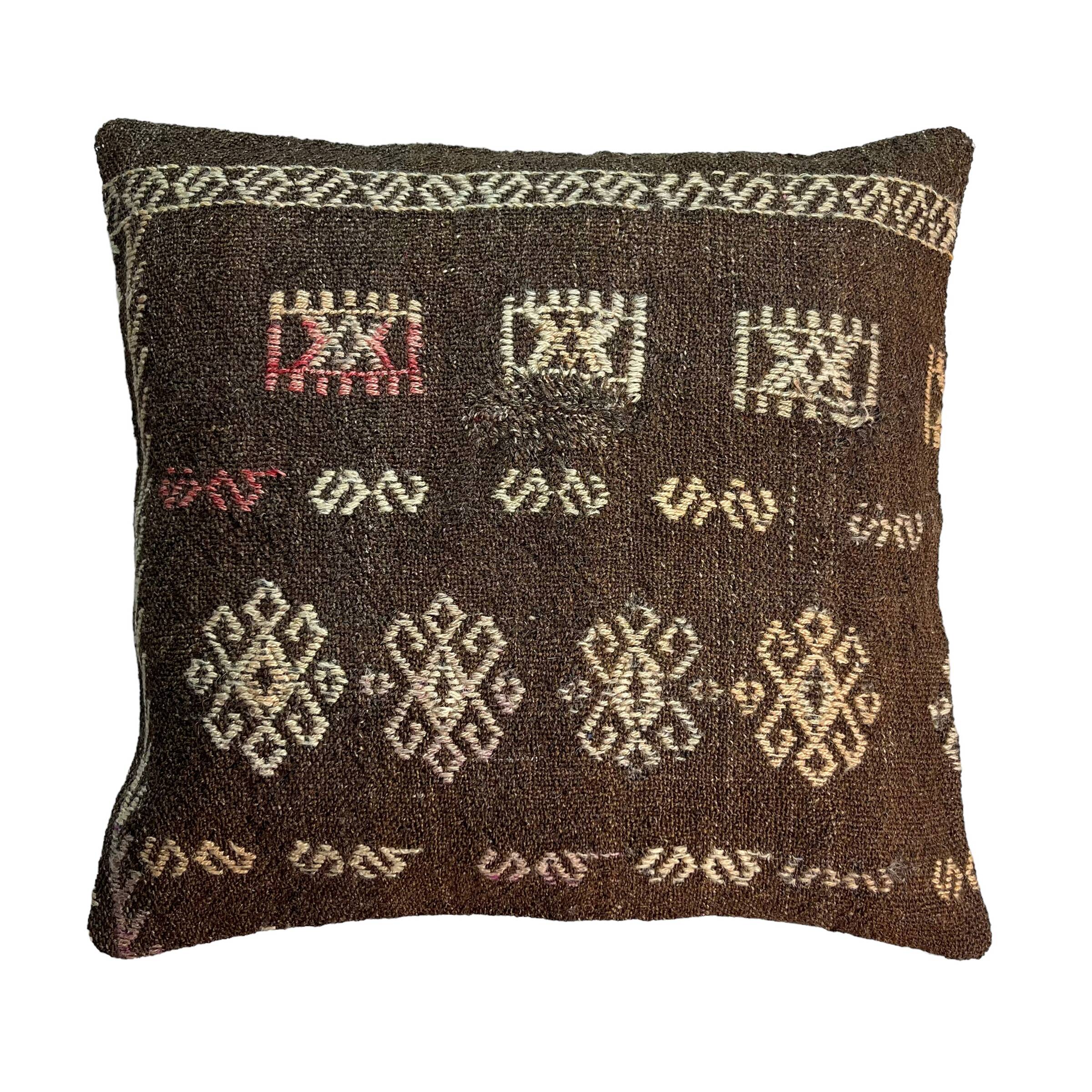 Vintage turkish kilim cushion cover , 55 x 55 cm