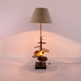 Floor lamp of gilded brass with marble base, 1970 France