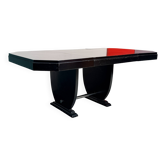 Table à manger extensible de style Art déco en bois avec finition laquée no