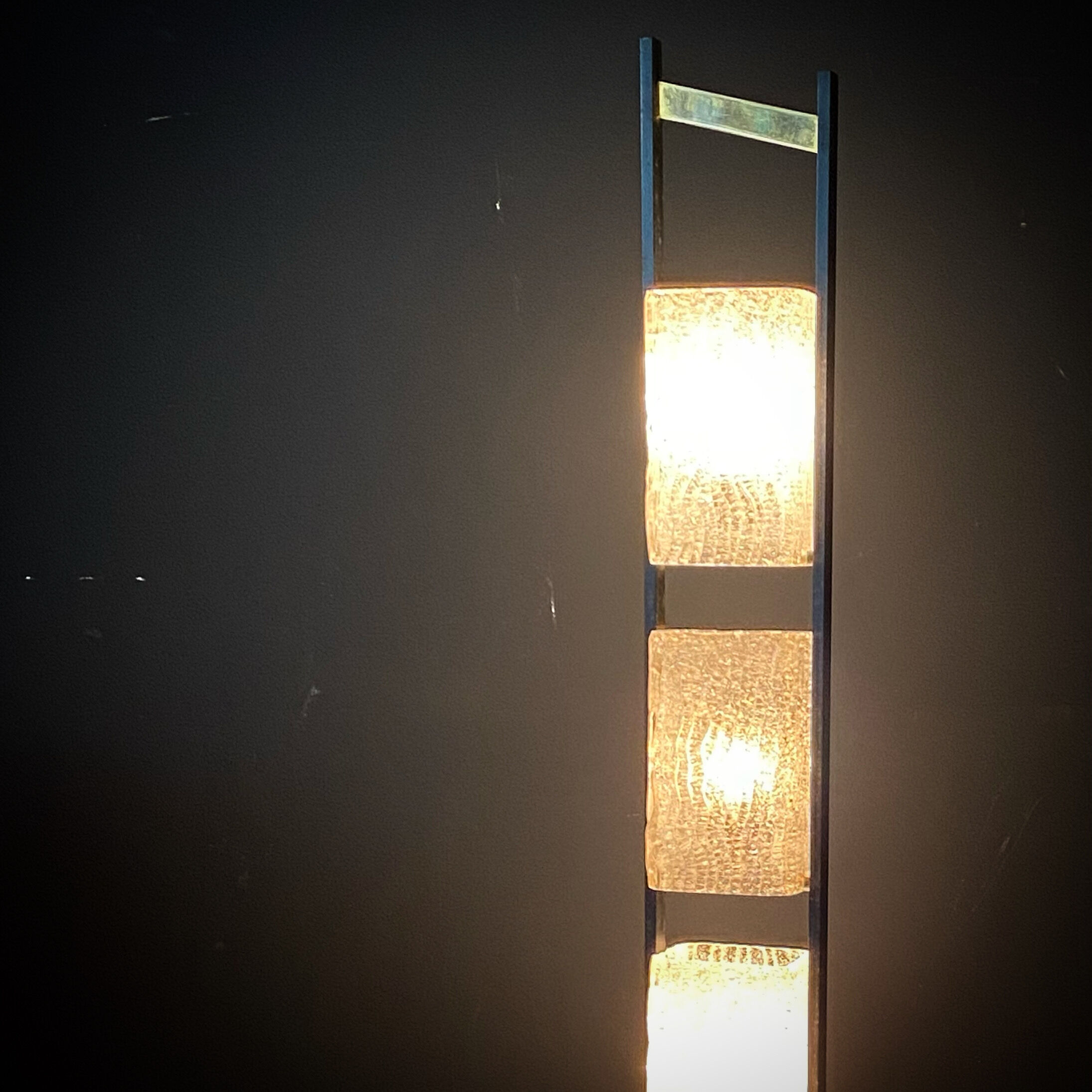 Arlus metal floor lamp and 4 glass lampshades - 1950