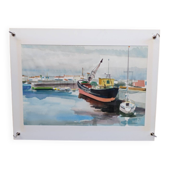 Watercolour by Michel Roubille, the island of Yeu 1983.