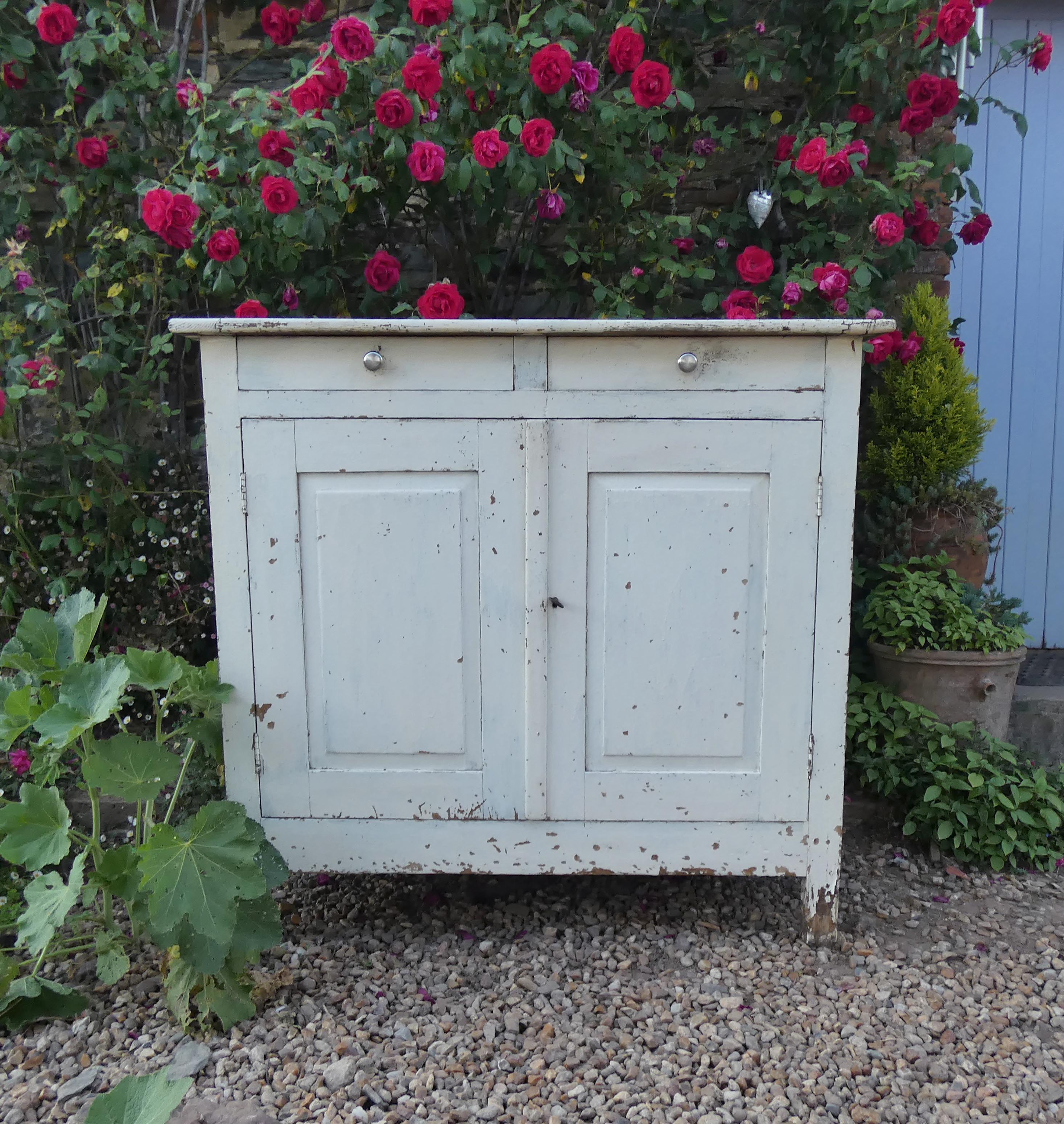Old patinated wooden sideboard