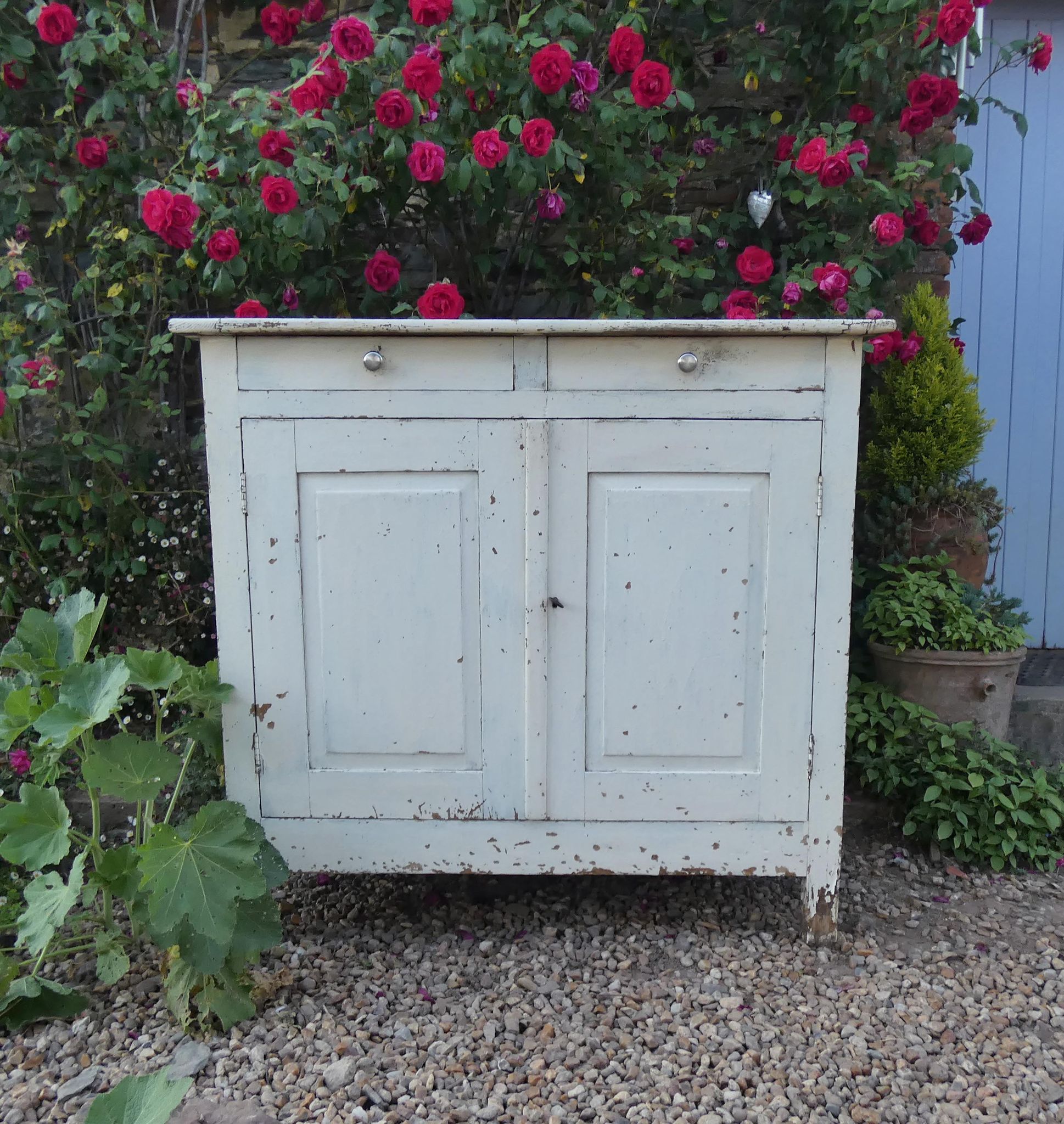 Old patinated wooden sideboard