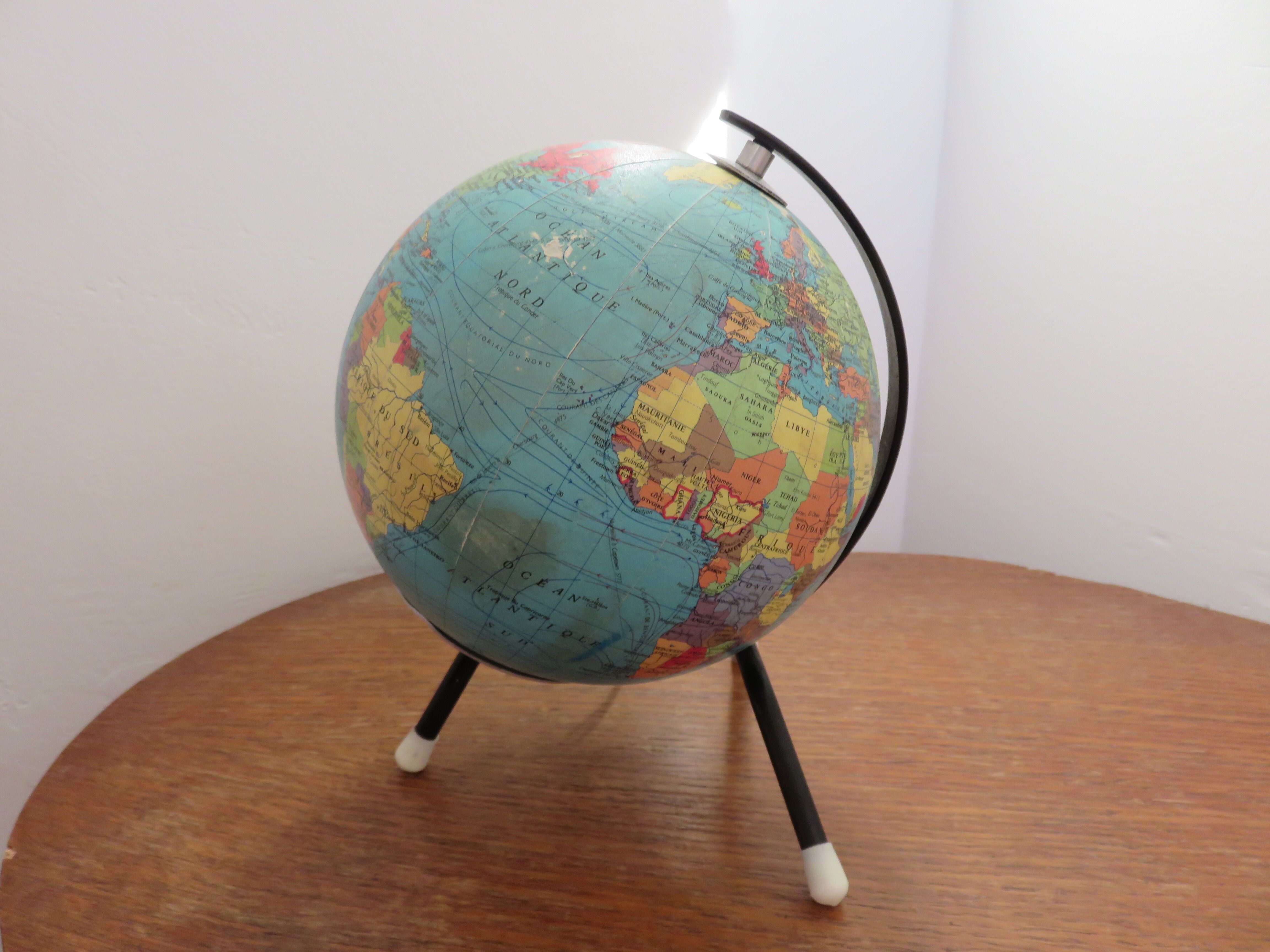 Earth Globe Taride tripod enlightened from the 60s