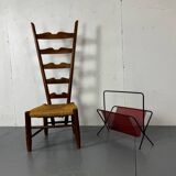 Mid-Century Modernist black and red Magazine Rack by Pilastro, 1950S