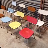 Set of 9 chairs in multicolored formica