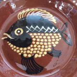 Plat en terre cuite vernissée poisson