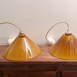 Caramel-colored opaline glass pendant light