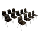 Set of 12 wooden and chrome chairs, Pagholz design from the 80s, vintage Pagwood.