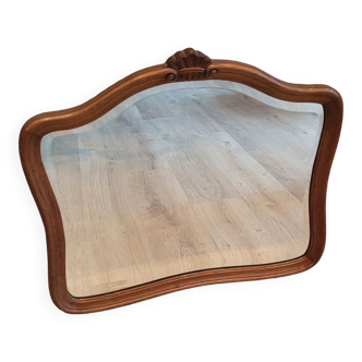 Elongated wooden mirror