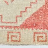 3x13 Vintage Soft Red & Beige Turkish Runner Rug, 77x379Cm