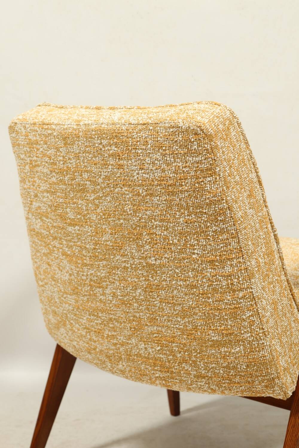 Vintage armchair oak wood yellow melange 1962 design by Chierowski renovated