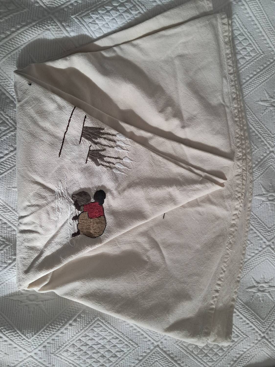 Round embroidered tablecloth