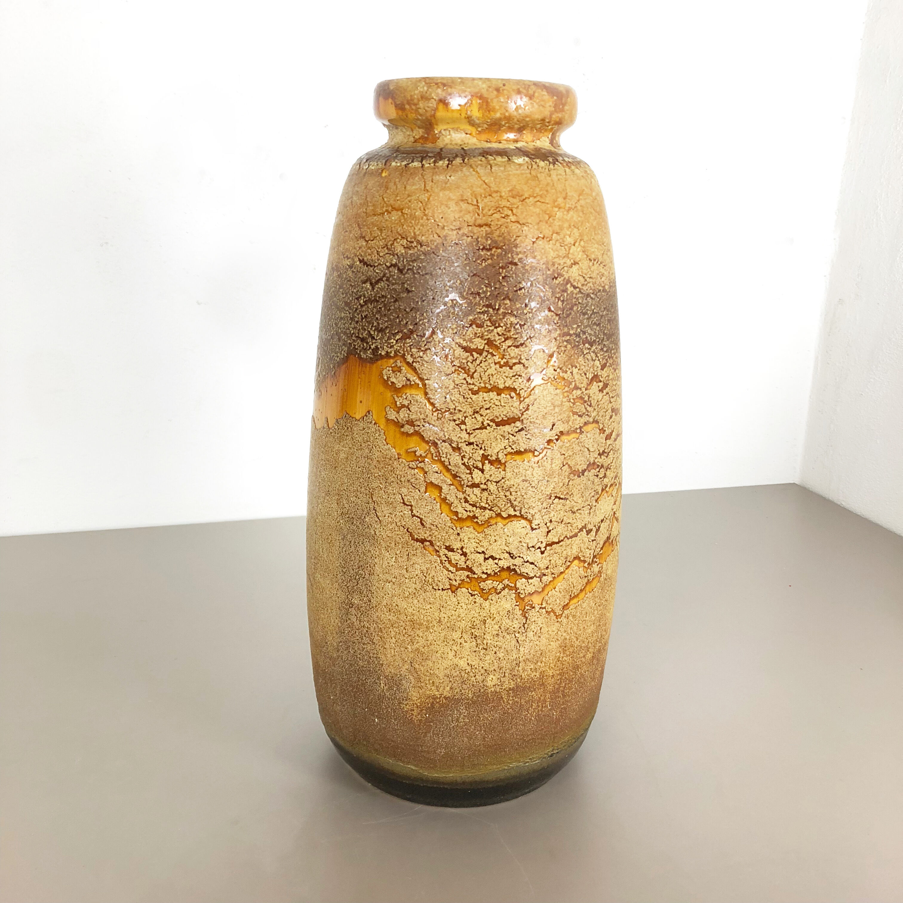 Pottery fat lava multi-color 284-47 floor vase made by Scheurich, 1970