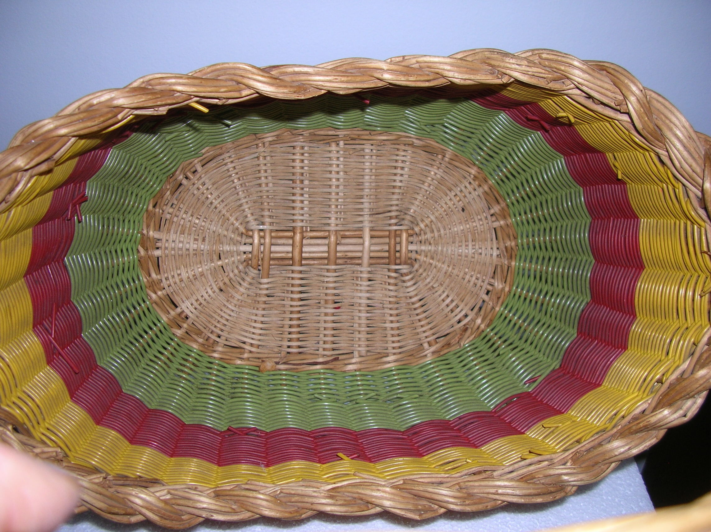 wicker basket and scoubidou