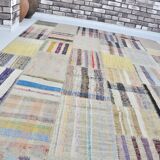 Neutral Colourful Vintage Tribal Kilim sku 3028