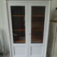 Showcase, old weathered vessel pearl gray, 2 glass doors.
