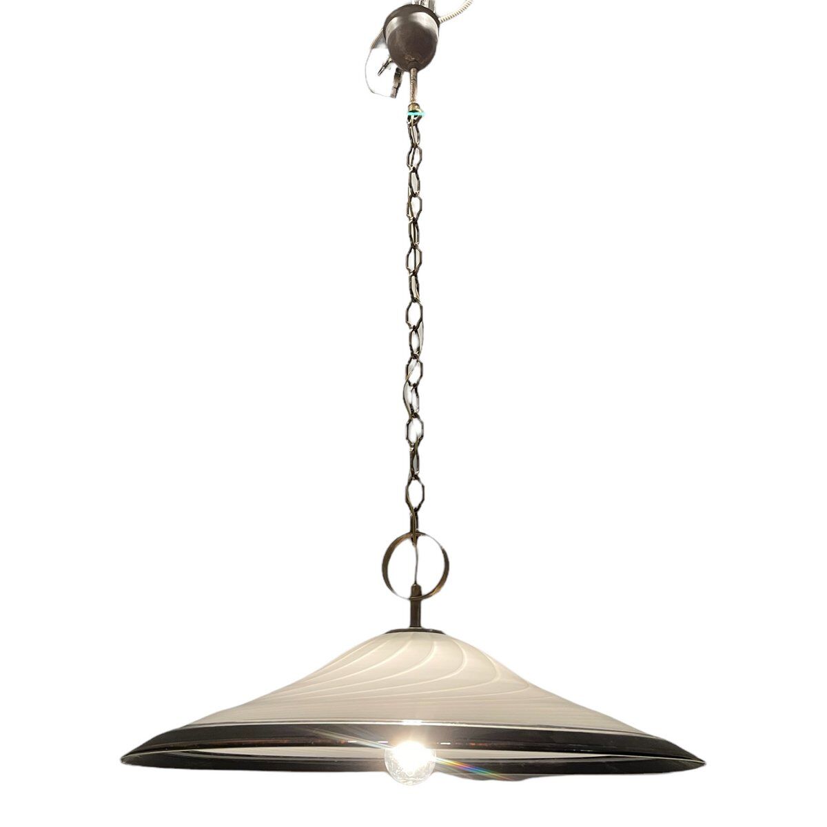 Italian Black and White Light Pendant in Murano Glass