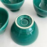 4 antique vintage green ceramic bowls