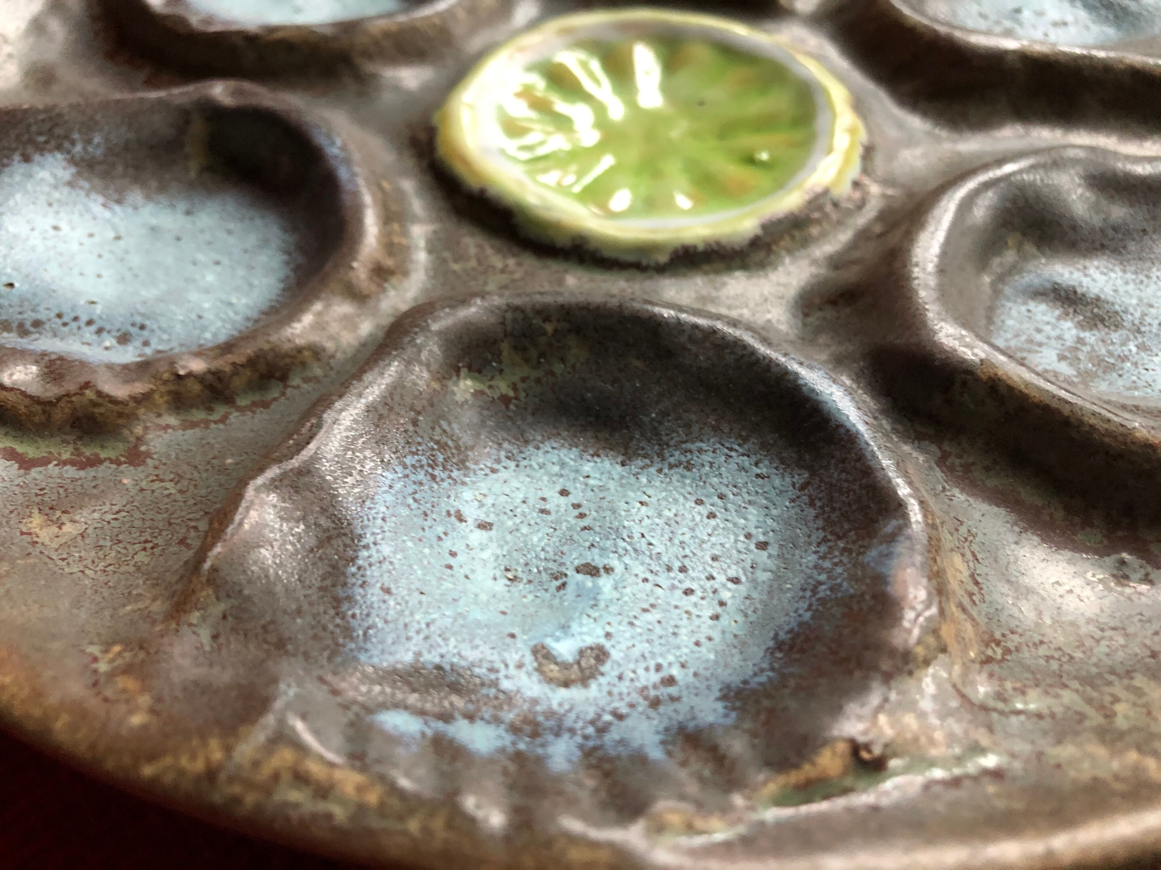 Vallauris ceramic oyster plates circa 1960 x8