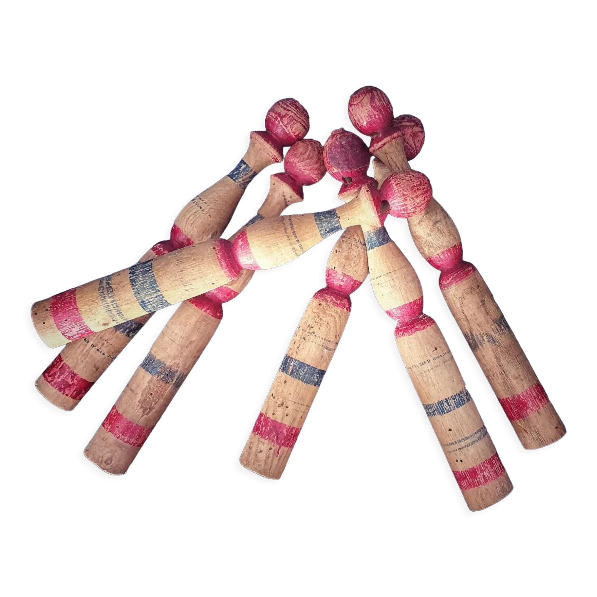 Set of 6 old wooden pins