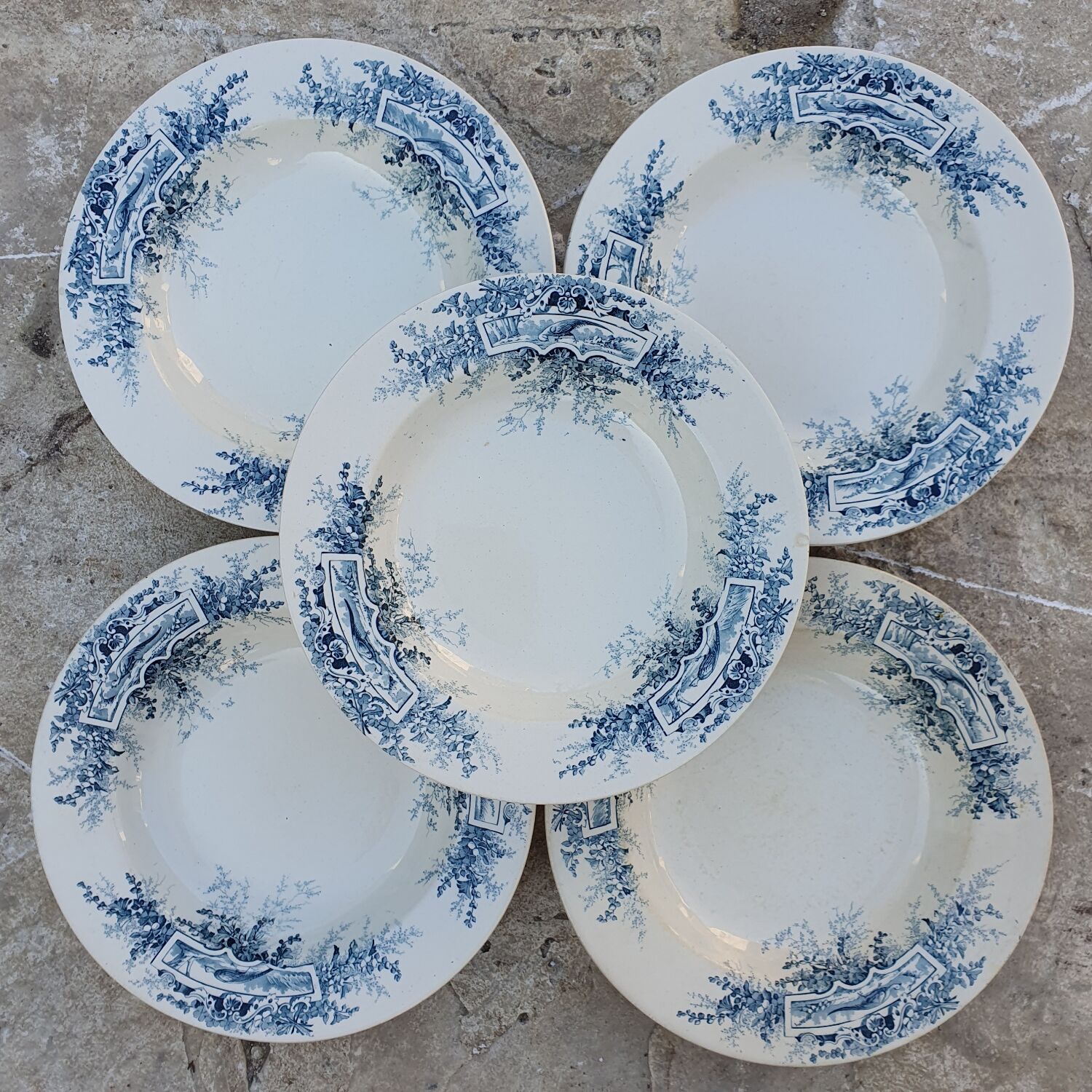 Assiettes creuses Faisans Luneville