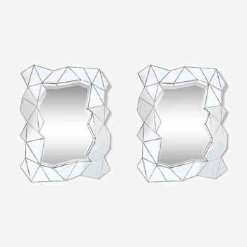 Set de 2 miroirs géométriques années 1970 - 88x120cm