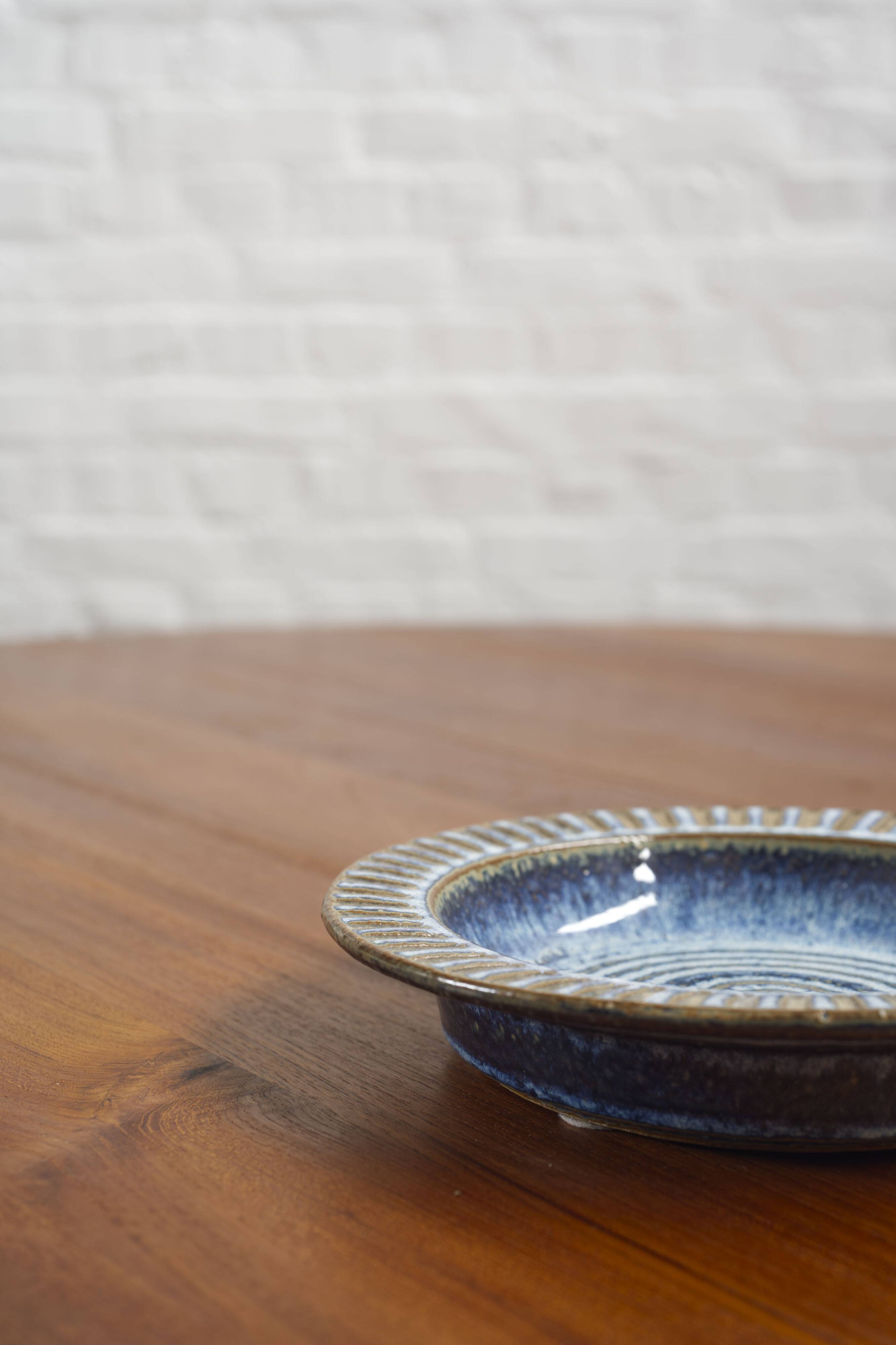 Blue Ceramic Dish Maria Philippi and Einar Johansen, Søholm, Denmark 1960s