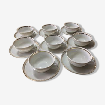 8 coffee, tea or chocolate cups & saucers Ferdinand Deshoulières