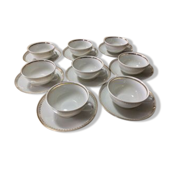 8 coffee, tea or chocolate cups & saucers Ferdinand Deshoulières