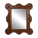 Baroque solid oak carved Wall Mirror, Belgium ca 1900