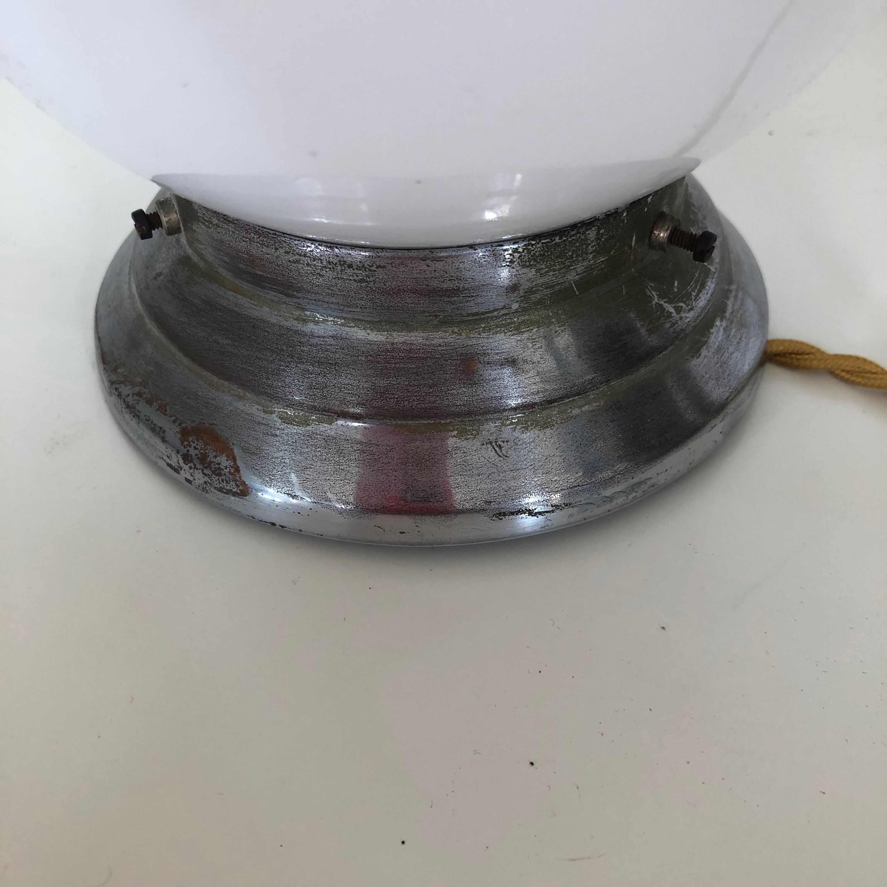 Globe shape wall sconce in opaline design vintage 1930