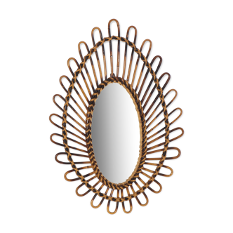 Vintage rattan mirror ht 65 cm 60s