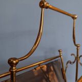 Vintage brass and smoked glass magazine rack - Maison Jansen style - 1970