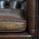 Dark brown English cowhide leather chesterfield armchair