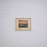 vintage white framed landscape orange sky