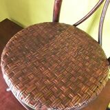 Desk and chair in rattan and vintage wood