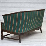 1950s, Danish 2-seater sofa, green furniture wool, oak wood.