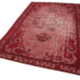 Hand-knotted hi-low pile oriental 1970s 170 cm x 261 cm red carpet