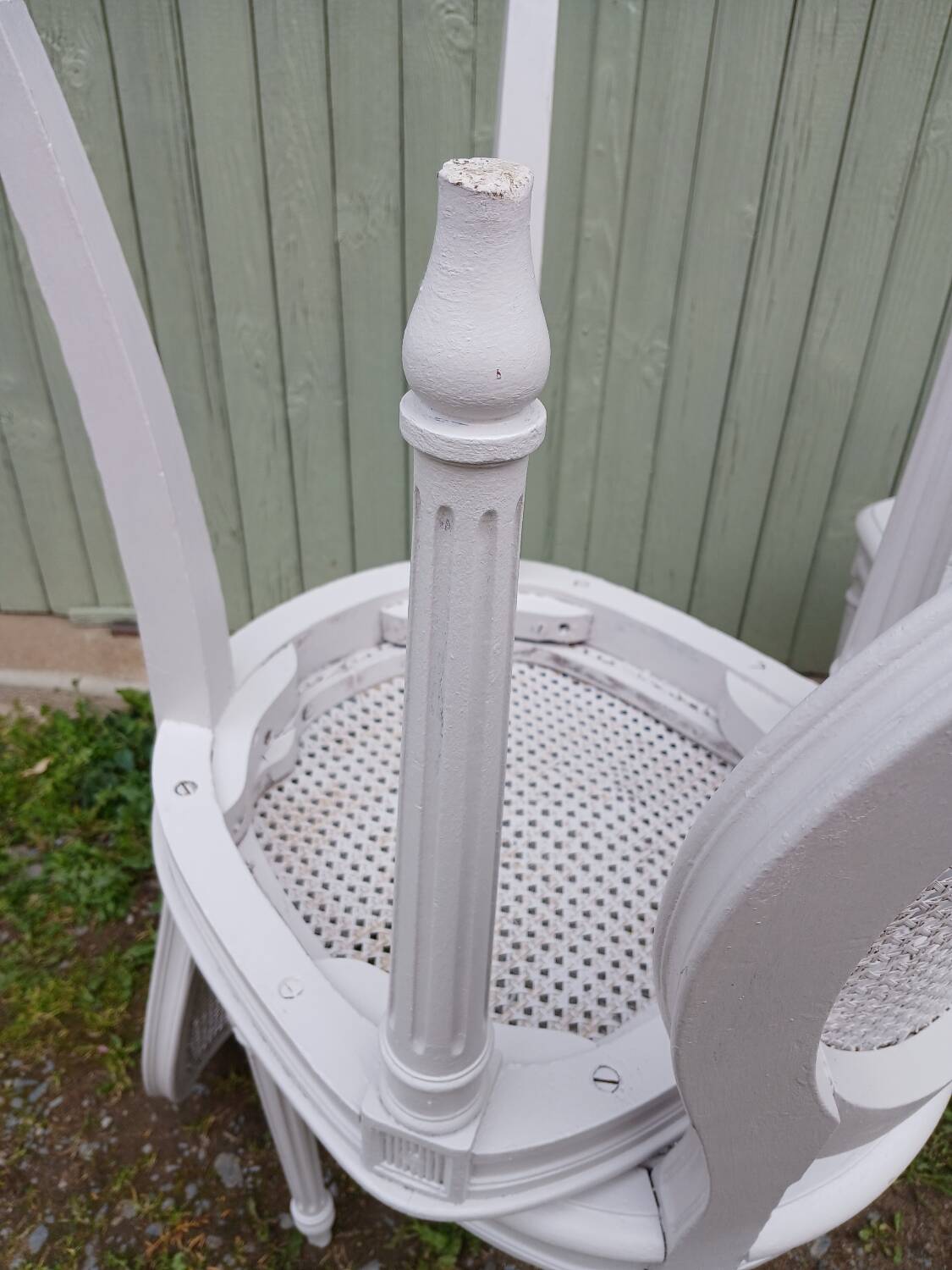 4 old wooden and cane chairs