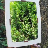 Beige and brown plastic mirror from the 70s