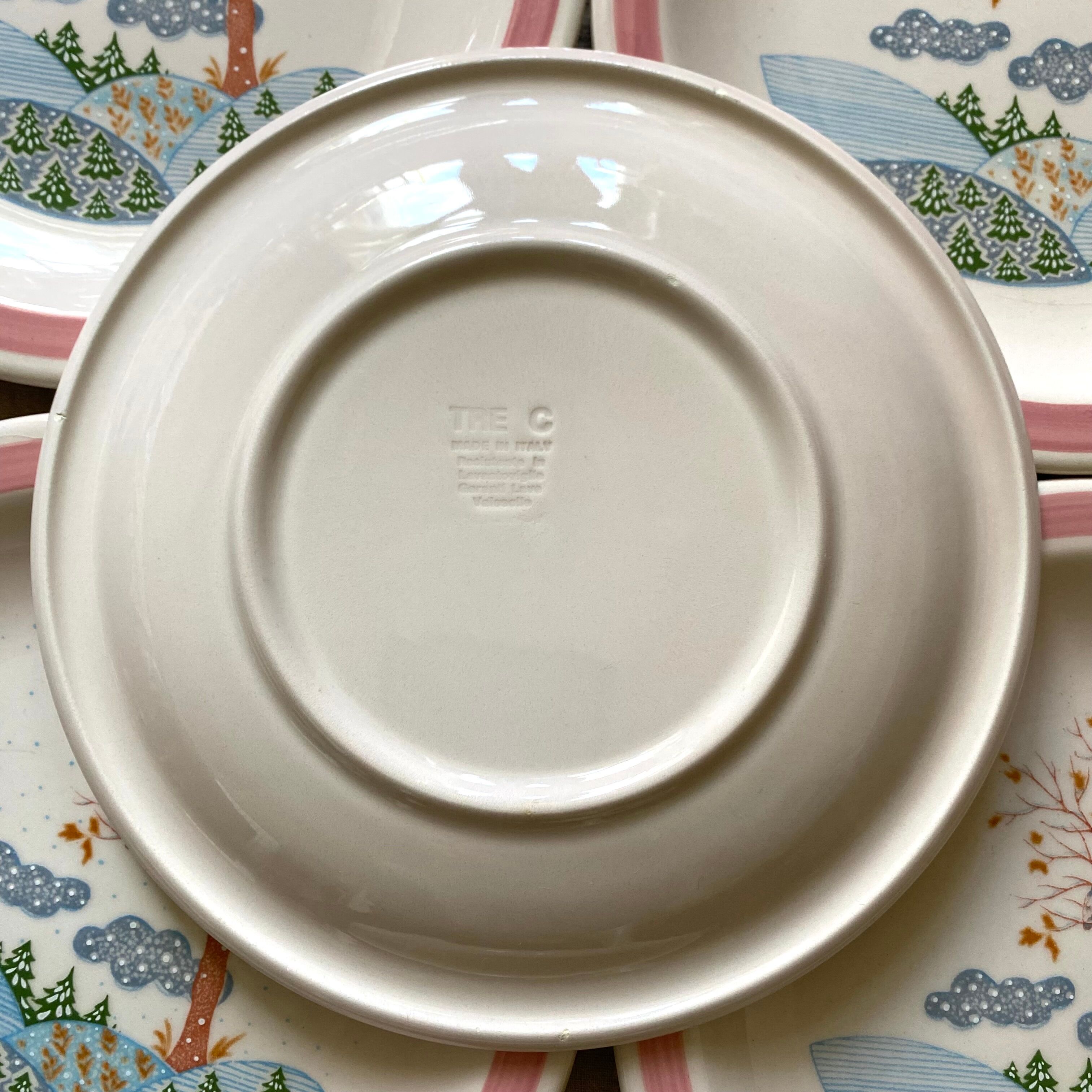 Dessert plates landscape Italy 80s