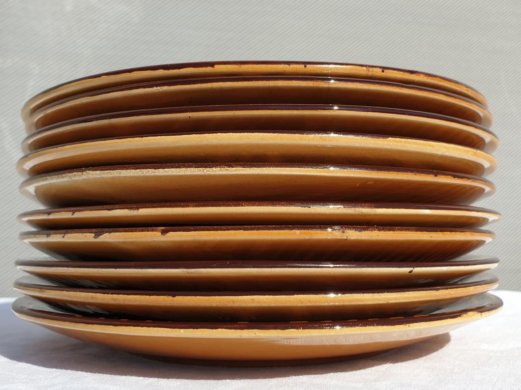 Set 10 plates African Art Deco 1930 Domino Sarreguemines