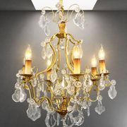 Lustrous Gold Bronze & Bohemian Crystal with Six Lights Louis XV * Lucien GAU