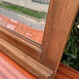 Art Deco mirror in carved arch renovated in solid raw oak wood