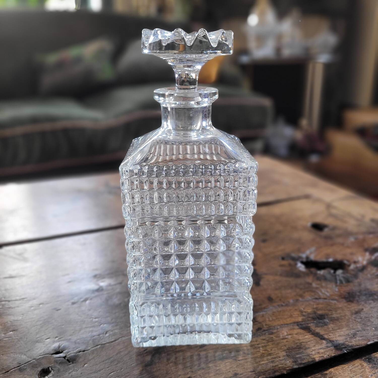 Square molded glass carafe — 1970s